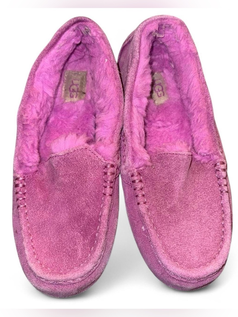 UGG Women's Bubblegum Pink Suede Sheepskin Moccasin Slippers